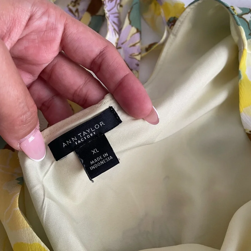 Ann Taylor Yellow and Green Floral Midi Dress - Picture 4 of 4